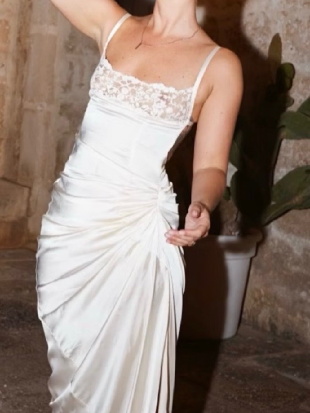 Jacqumues Long Bridal Style Lace Draped Dress - New With Tags Never Worn!